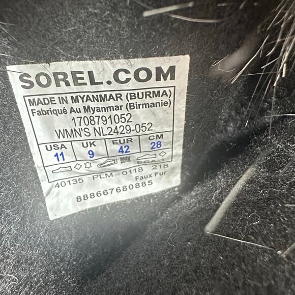 Sorel Joan of Arctic Fur Charcoal Gray Tall Winter Boot Womens Size 11 Gorpcore - Picture 14 of 15